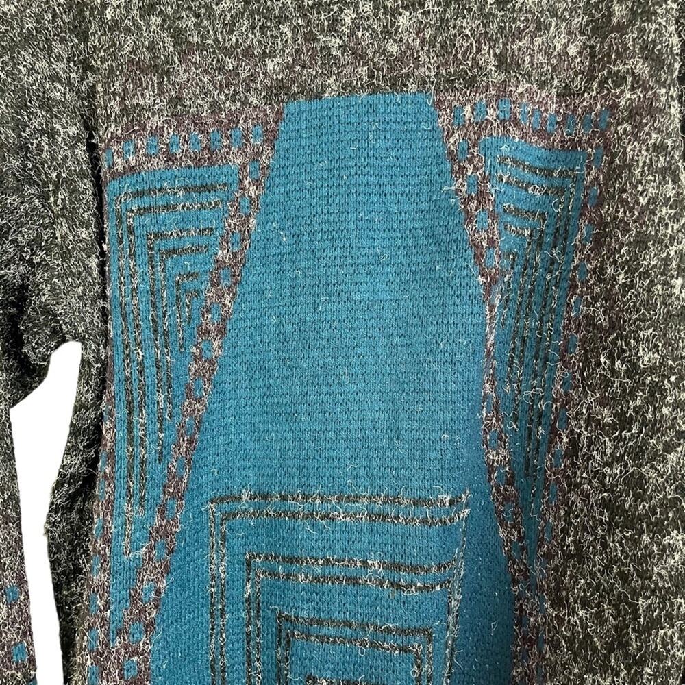 ZEPPELIN Vintage Blue & Charcoal Gray Pullover Long Sleeve Sweater Chunky Knit M - Picture 13 of 16